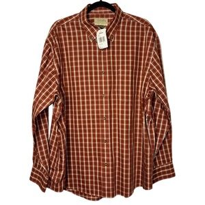 NWT Cabela's Outfitter Care-Free Cotton Plaid Shirt Men's Size XL Red,White